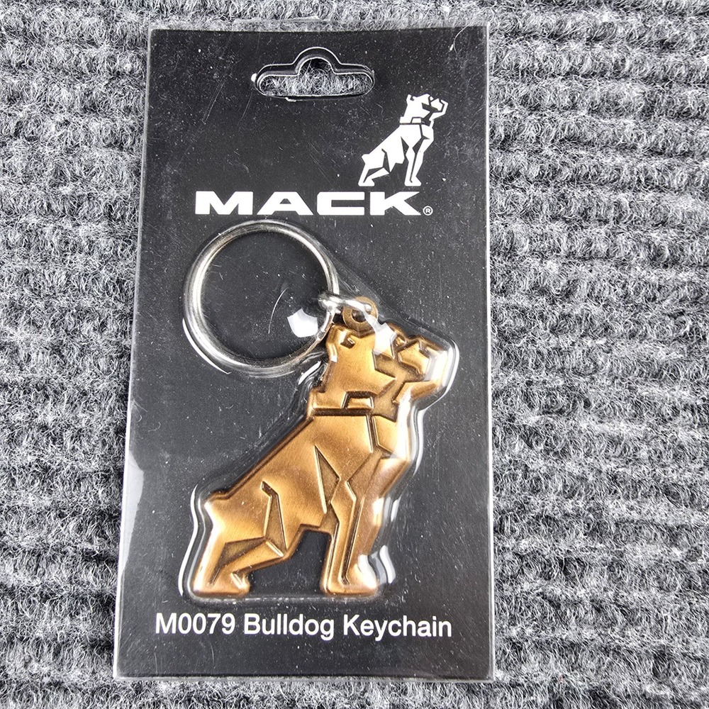 Mack Trucks Bulldog Keychain M0079 Bronze Gold Tone Geometric Mascot New